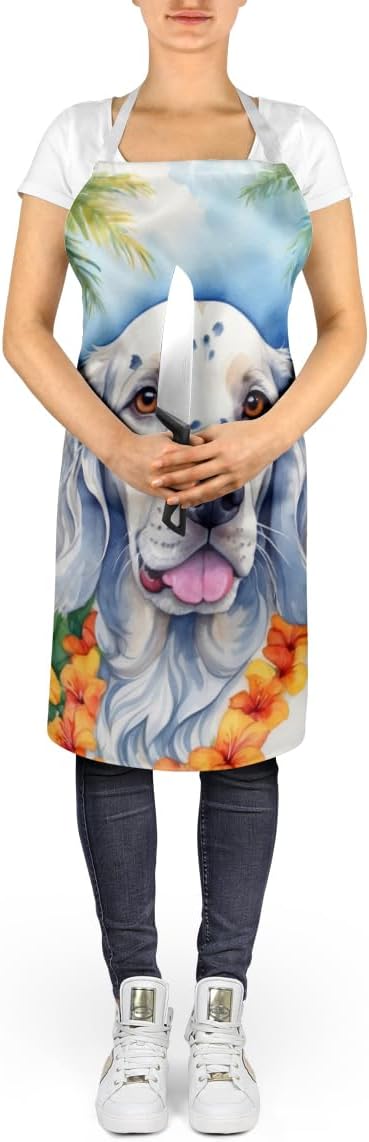 Caroline's Treasures English Setter Luau Apron Cooking Kitchen Server Baking Crafts Gardening for Adult Women Men, Unisex, Large, Multicolor