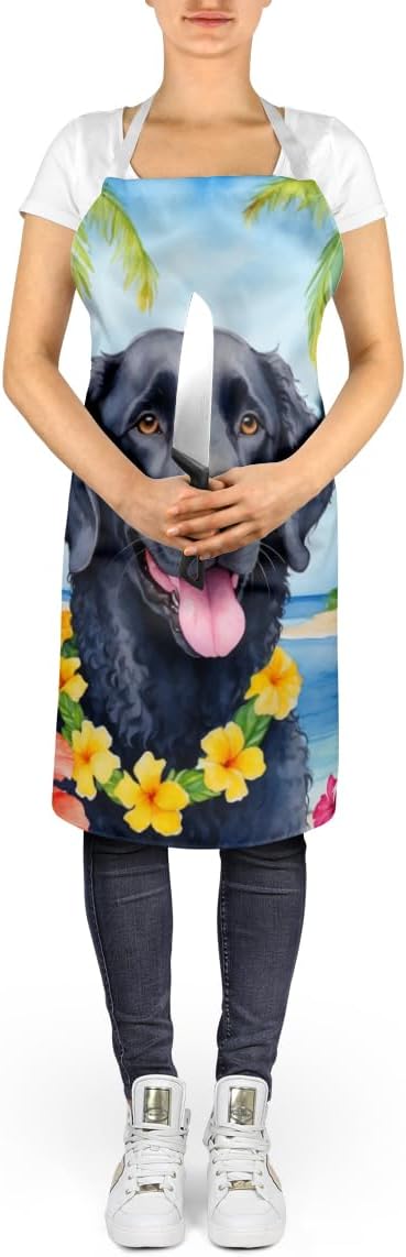 Caroline's Treasures Curly-Coated Retriever Luau Apron Cooking Kitchen Server Baking Crafts Gardening for Adult Women Men, Unisex, Large, Multicolor