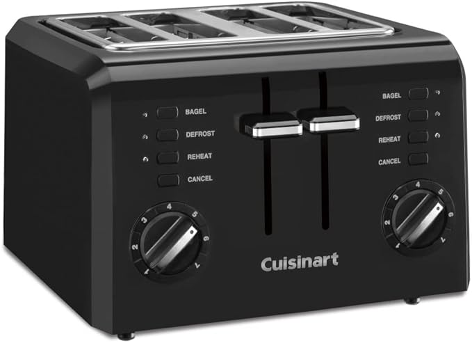 Cuisinart 4-Slice Compact Plastic Toaster, Black, CPT-142BKP1