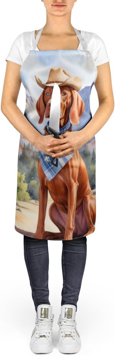 Caroline's Treasures Vizsla Cowboy Welcome Apron Cooking Kitchen Server Baking Crafts Gardening for Adult Women Men, Unisex, Large, Multicolor