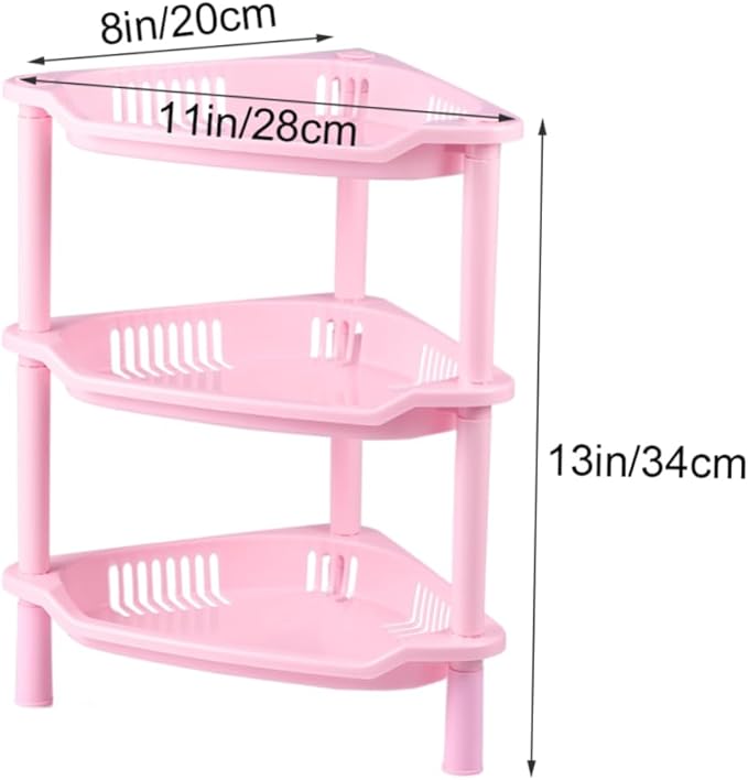 Ciieeo Plastic Basket Corner Shelf Storage Shelves Desk Stand Rack Bathroom Organizing Easy to Clean Assemble