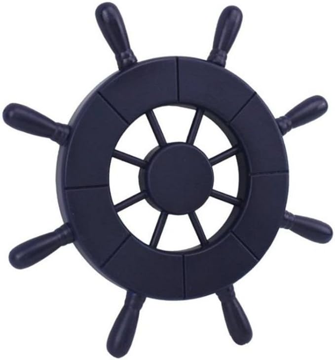 Hampton Nautical Wheel-9-104 Decorative Ship Wheel, 9", Dark Blue
