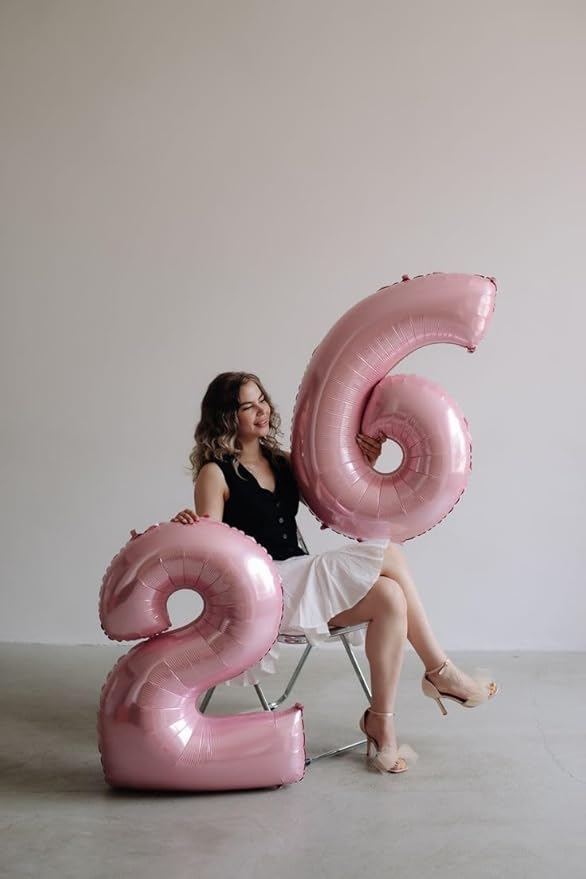 12 Balloon Numbers 40 Inch, Pastel Pink Large Number Balloons Birthday Gift for 12 21 Years Old, Maylar Balloon Decorations for Wedding Engagement Graduations Memorial Day's