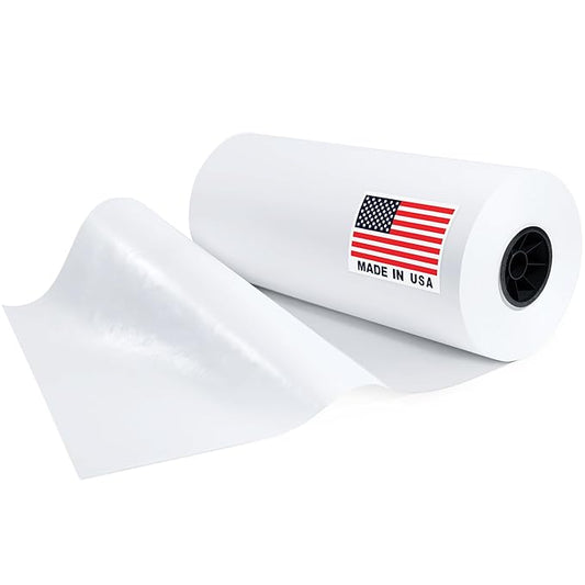 18" x 13200" (1100') Made in USA White Freezer Paper Roll – Moisture-Resistant Wrap, Prevents Freezer Burn, Keeps Meat Fresh for up to 1 year – Plastic Coated Paper for Meat, Fish, and Poultry