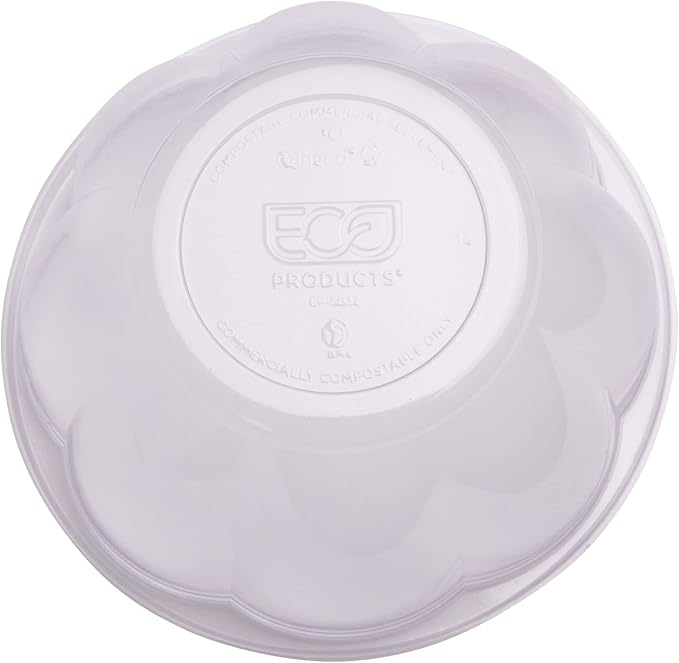ECO PRODUCTS Compostable Clear PLA Plastic 32oz Salad Bowl With Lid, Case of 150, Grab 'n' Go Round Cold Takeout Food Containers, Renewable Plant-Based, Disposable, ASTM Compliant, BPI-Certified