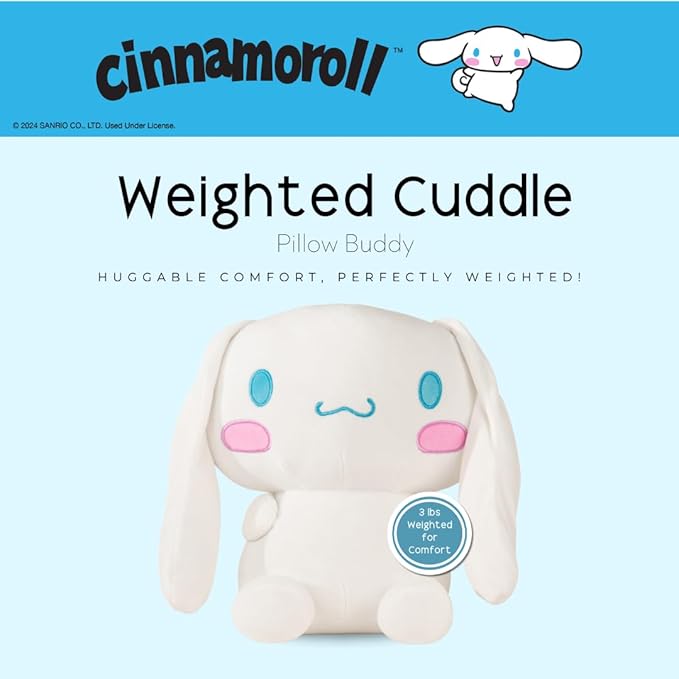 Cinnamoroll Bedding Super Soft Plush Calming 3Lb Weighted Cuddle Pillow Buddy, Comfort Pillow, (Officially Licensed Product) by Franco Calm