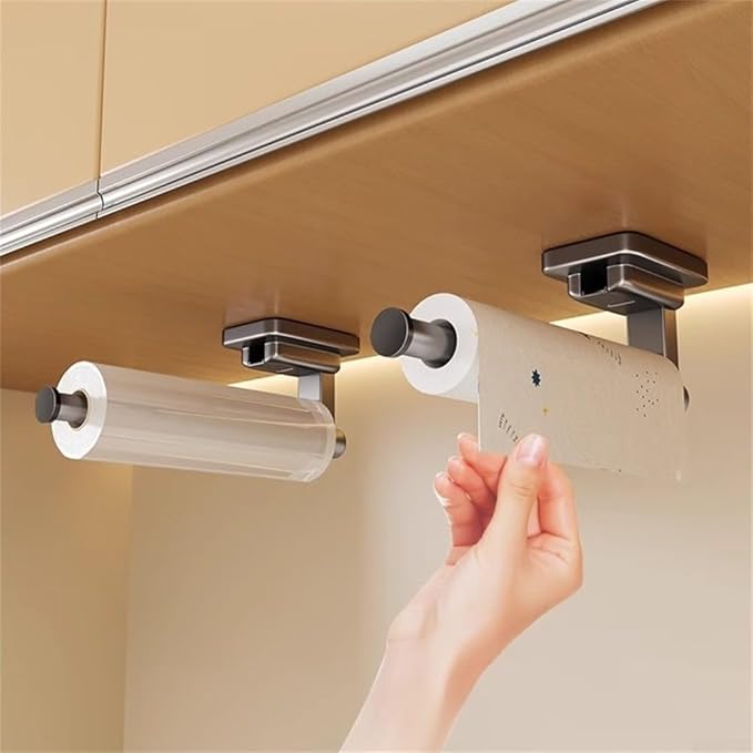 Strong Suction Cup Paper Towel Holder for Kitchen, Bathroom, or RV Wall Mount, Space Saving Tissue Roll Dispenser for Various Surfaces (2 Pcs)
