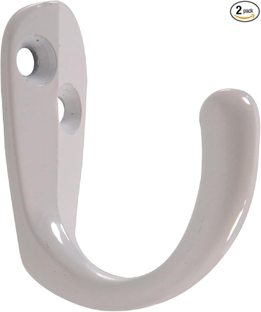 Hardware Essentials 852279 Clothes Hooks White -2 Pack