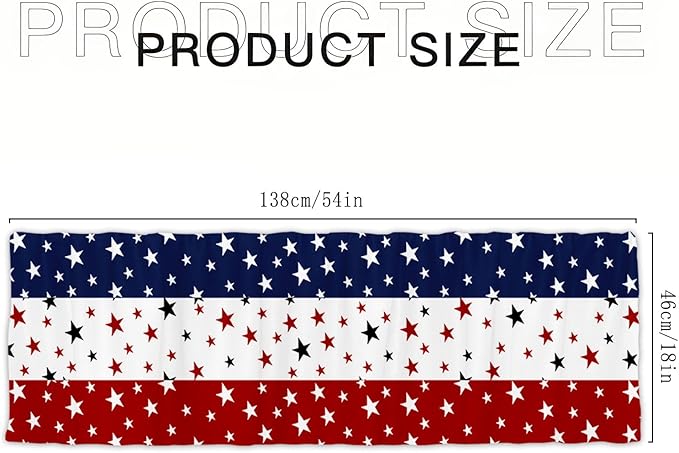 54x18Inch Star Stripe Print Topper Curtains Red Blue White Voile Window Treatment Bedroom Kitchen Independence Day 4th of July Patriotic Decor Short Semi Sheer Valance Drapes American