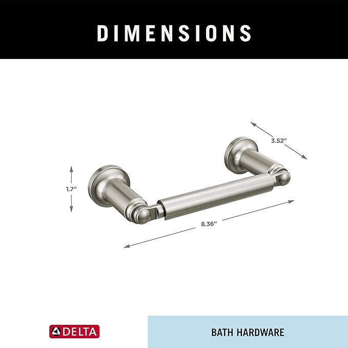 Delta Saylor (1-Pack) Toilet Paper Holder Stainless Steel Tissue Roll Holder for Bathroom Organization and Storage Pivoting Toilet Tissue Holder Wall Bathroom Accessories 73550-SS