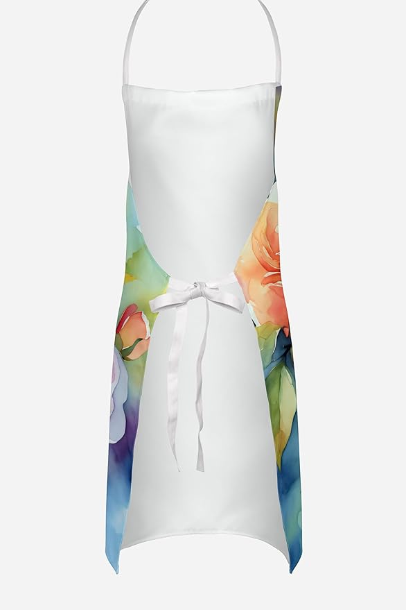 Caroline's Treasures Roses in Watercolor Apron Cooking Kitchen Server Baking Crafts Gardening for Adult Women Men, Unisex, Large, Multicolor