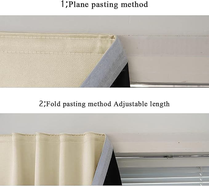 AJAZZ 100% Blackout Curtains for Bedroom Self Adhesive Curtains Temporary Curtain Easy to Install Used for Bedroom Curtains Window Curtain (Beige, 47" W x 54" L) 1 Panel