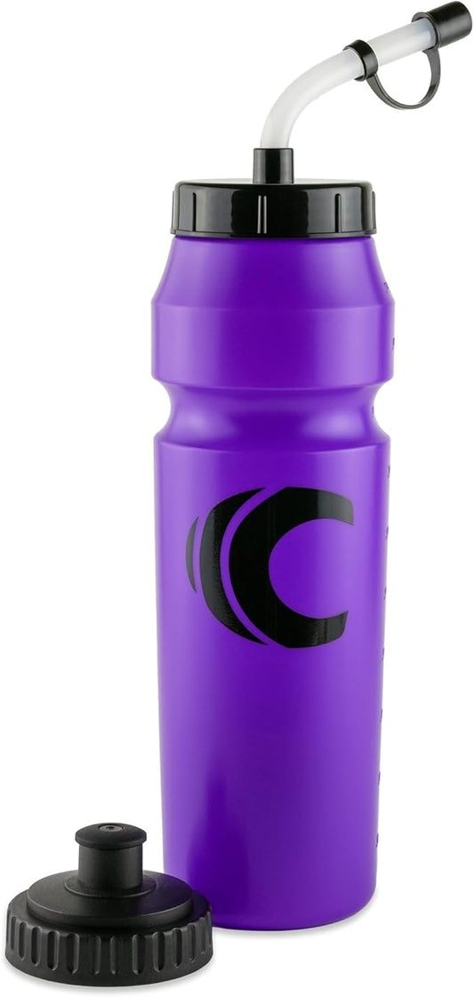 Cannon Sports 1 Liter Sports Water Bottle, BPA-Free, 34 Oz Capacity, Large Mouth, 2 lids (Straw and Squeeze), Great For Helmet Sports Such As Hockey, Lacrosse, Football, Boxing (Purple)