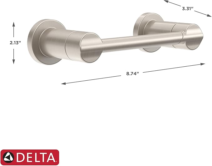 Delta Nicoli (1-Pack) Toilet Paper Holder SpotShield Brushed Nickel Tissue Roll Holder for Bathroom Organization and Storage Pivoting Toilet Tissue Holder Wall Bathroom Accessories NIC50-DN