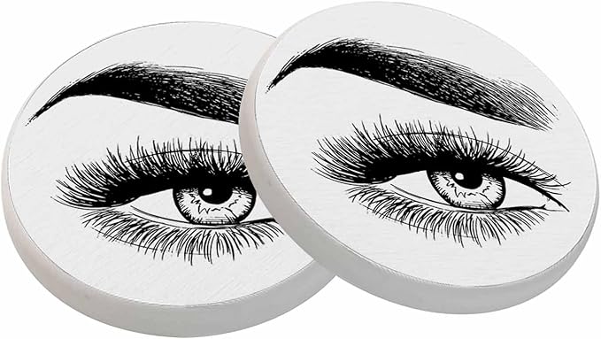 Beautiful Woman Eye Coasters Beauty Black Eyelash Perfect Eyebrows Makeup Absorbent Drink Coaster Set of 2 Unique Beer Beverage Coasters for Coffee Table Cup Bar Coasters Cute Cork Ceramic Coasters