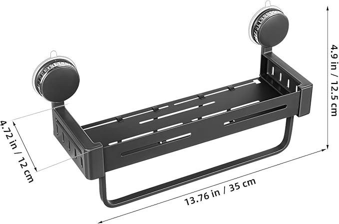 GLEAVI Suction Cup Kitchen Shelf Rack Gray Wall-mount Spice Rack Organizer with Hooks for Pantry Storage and Kitchen Sink Organization