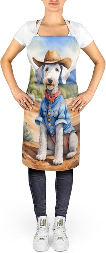 Caroline's Treasures Bedlington Terrier Cowboy Welcome Apron Cooking Kitchen Server Baking Crafts Gardening for Adult Women Men, Unisex, Large, Multicolor