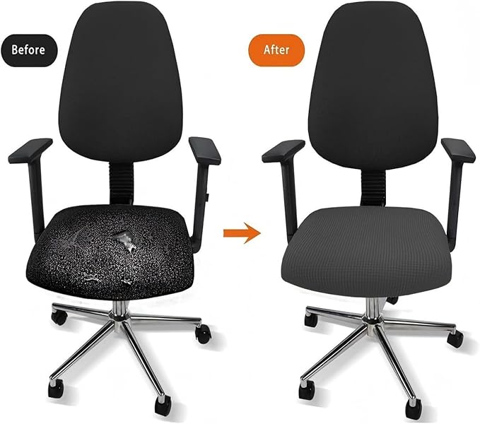Newfashion Waterproof Dining Chair Seat Covers Set of 4, Stretch Dining Room Cushion Slipcovers Non-Slip Elastic Seat Cover for Kitchen Chairs Washable Parson Chair Protectors(Grey-4PCS)
