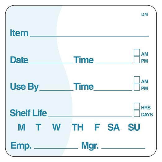 DayMark Safety Systems DissolveMark IT112437 Item/Date/Use-by Shelf-Life Label, 2" x 2", White, Roll of 250