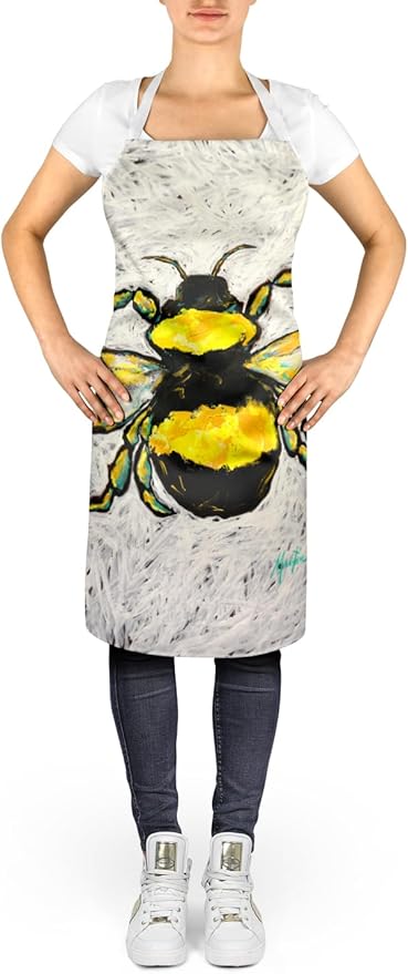 Caroline's Treasures Buzzbee Bumblebee Apron Cooking Kitchen Server Baking Crafts Gardening for Adult Women Men, Unisex, Large, Multicolor