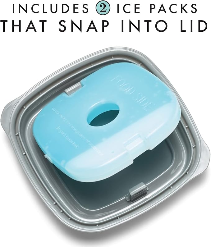 Fit & Fresh Small Plastic Containers With Lids 8 oz, Small Snack Containers With Lids For Adults and Kids, Reusable Leakproof Dressing and Condiment Containers With Two Attachable Ice Packs