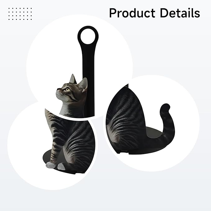 Cat Design Paper Towel Holder, 10.2 in Bar, Metal Kitchen Tabletop, Freestanding for Coffee Shop Or Dining