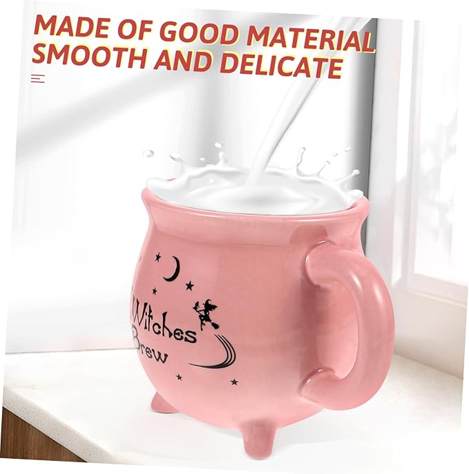 NOLITOY Ceramic Cauldron Mug Kawaii Drinking Cup for Halloween Unique Design for Home Office Cafe and Parties Comfortable and Eye-catching