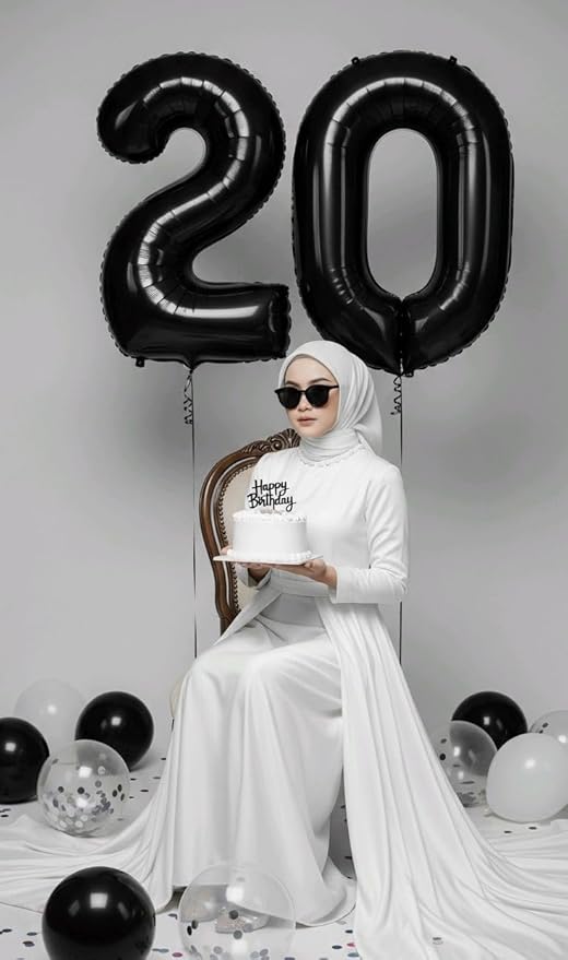 Black 40 Inch Number Balloon, 18th Birthday Party Decoration for 1 8 18 81 Men & Women, Big Foil Balloon Number for Wedding Celebration Adult Party Supplies