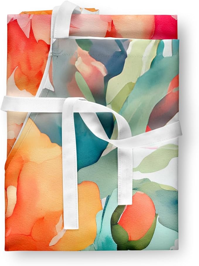 Caroline's Treasures Peonies in Watercolor Apron Cooking Kitchen Server Baking Crafts Gardening for Adult Women Men, Unisex, Large, Multicolor