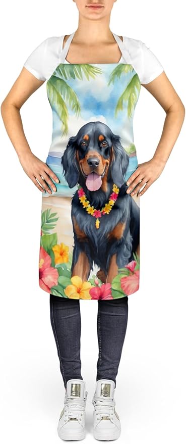 Caroline's Treasures Gordon Setter Luau Apron Cooking Kitchen Server Baking Crafts Gardening for Adult Women Men, Unisex, Large, Multicolor
