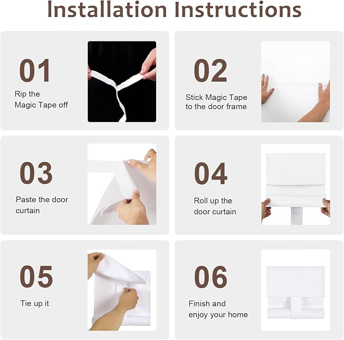 WdFour Blackout Classroom Door Curtain -Bleach White Room Darkening Window Shade for Front Door & Sidelights, 8W x 36L Inches Tie-Up Panel, Light Blocking Cover for Glass Doors