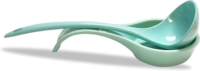 Reston Lloyd Kitchen Counter Utensil Spoon Rest, Ladles, Spaghetti Forks, & Spatulas, Durable BPA-Free Plastic – Dishwasher Safe, Décor, Space Saving Hanging Hole on Handle, Seafoam