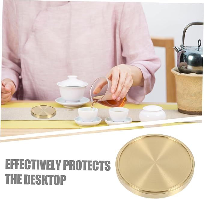CHILDWEET Brass Tea Coaster Elegant Drink Cup Holder with Serene Zen Design Heat Resistant Pot Holder for Coffee Table Decorative Mats for Kitchen and Home Decor