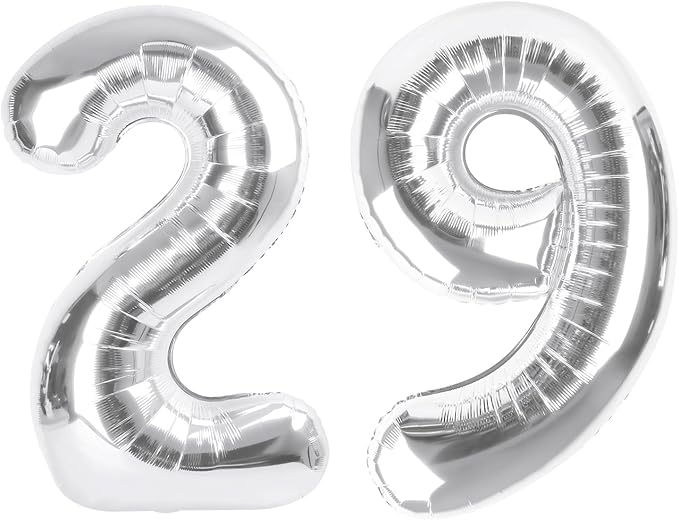 Number Balloonss 40 Inch Silver 29 Number Balloonss for Women Men, Balloons for 29th Birthday Party Supplies Celebration, Graduation, Photo Prop Decoration