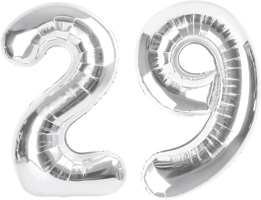 Number Balloonss 40 Inch Silver 29 Number Balloonss for Women Men, Balloons for 29th Birthday Party Supplies Celebration, Graduation, Photo Prop Decoration