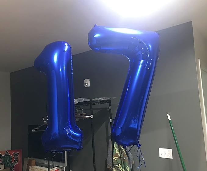 17 Balloon Numbers 40 In, 17th Birthday Decorations for Boys Girls, Dark Blue Happy 71st Birthday Party Decorations Big Balloons for Wedding, Celebration Party, Graduations