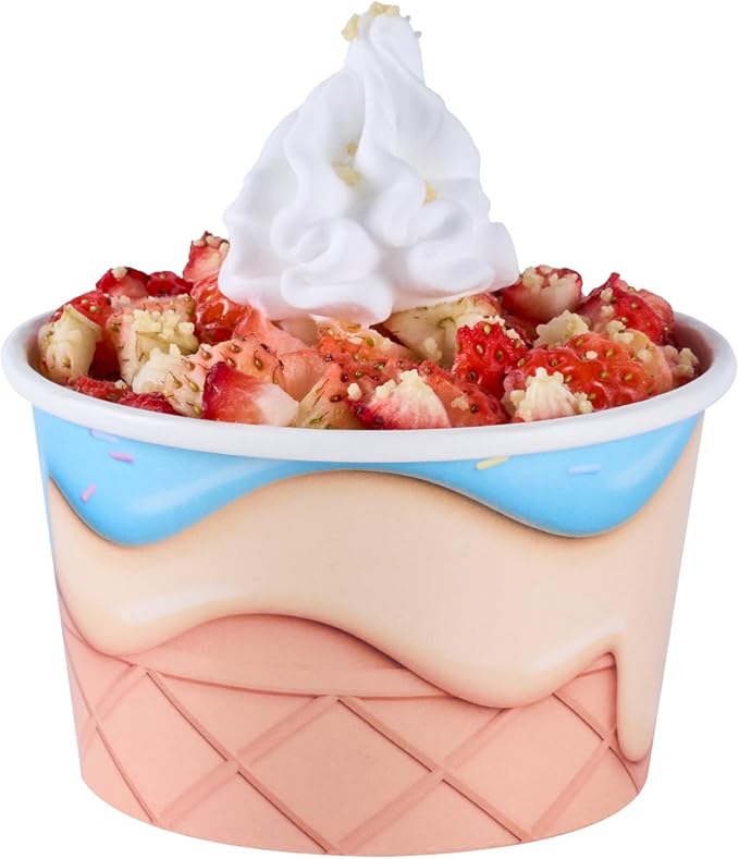Restaurantware Ice Cream Cups 50 Pack of 8 oz Leak-Resistant Disposable Dessert Bowl Frozen Yogurt Cup Round Paper Container For Cold And Hot Desserts