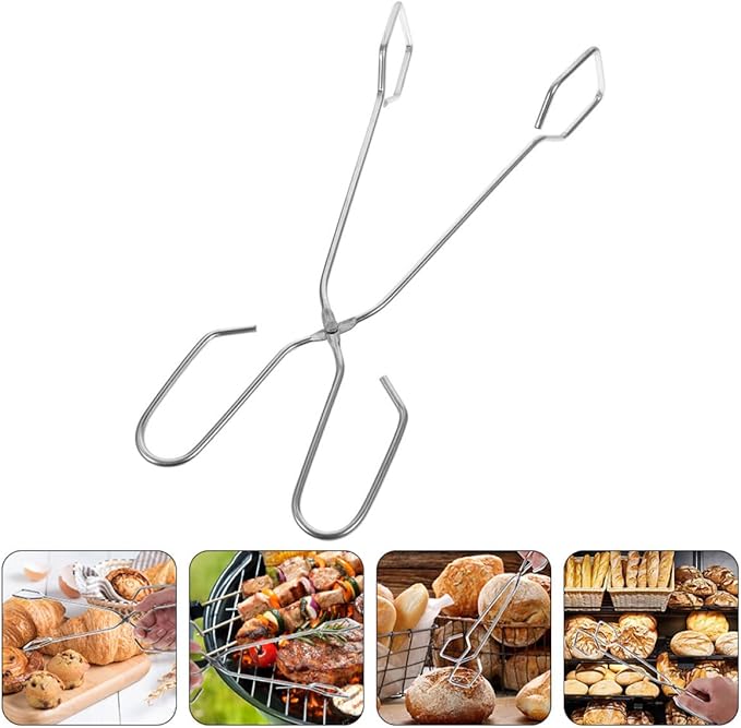 SHOWERORO Bbq Tongs Medium Size Cooking Tongs Food Clamp for Grilling Bread Steak Vegetables Non-slip Kitchen Utensils for Home and Outdoor Barbecue