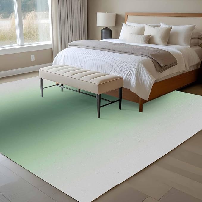 Area Rug 6x9ft, Rat Tail Green Gray Gradual Washable Rugs for Living Room Bedroom, Abstract Art Soft Non-Slip Area Rugs Rectangle Floor Carpet for Dining Room