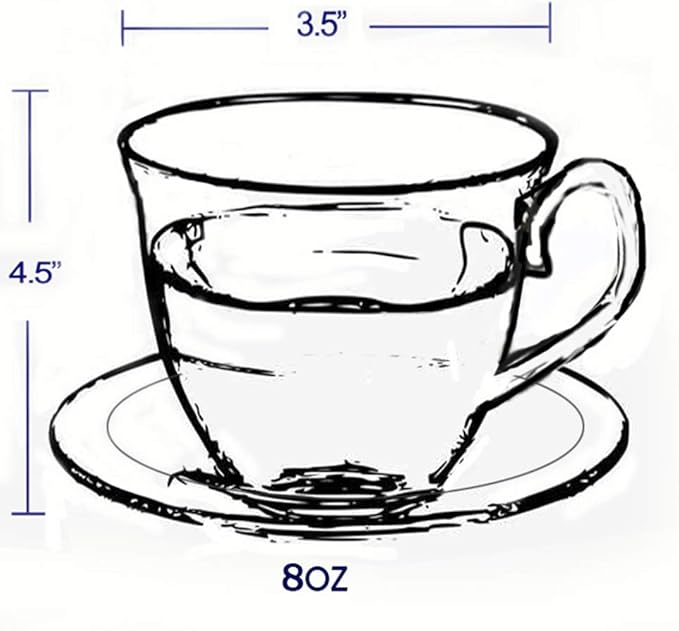 8oz. Set of 4 Coffee/Tea Cups On Metal Stand-Red and Ivory Flower
