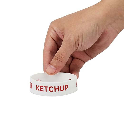 Restaurantware Silicone Squeeze Bottle Band 10 Count 2.75 Inch Dishwasher Safe Condiment Identification Band, Ketchup White Non-Slip Label Band for Condiment Labeling at Restaurants, Food Trucks