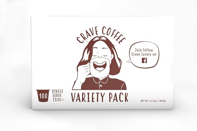 Crave Beverages Flavored Coffee Pods Sampler, Compatible with 2.0 K-Cup Brewers, Single Serve Assorted Variety Pack, 100 Count