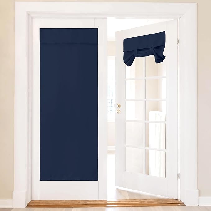 NICETOWN Blackout Shades for Window, Room Darkening French Door Curtains, Roll Up Blinds for Glass Sliding Patio Door, 1 Panel, Navy, 36" Wide x 80" Long
