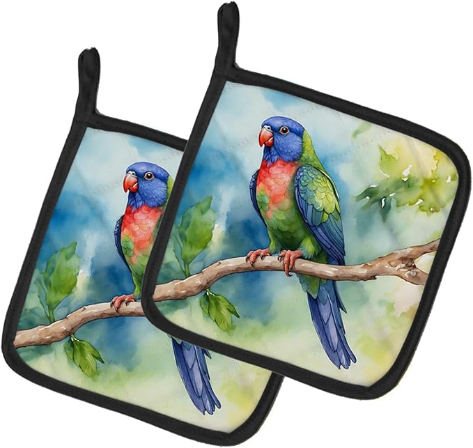 Caroline's Treasures Pionus Pair of Pot Holders Kitchen Heat Resistant Pot Holders Sets Oven Hot Pads for Cooking Baking BBQ, 7 1/2 x 7 1/2