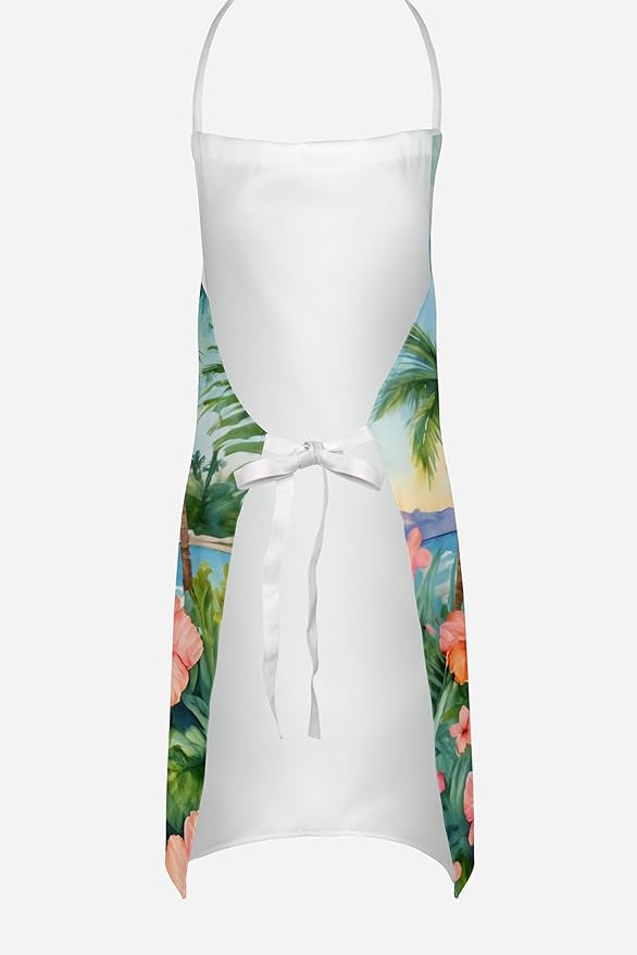 Caroline's Treasures Boston Terrier Luau Apron Cooking Kitchen Server Baking Crafts Gardening for Adult Women Men, Unisex, Large, Multicolor