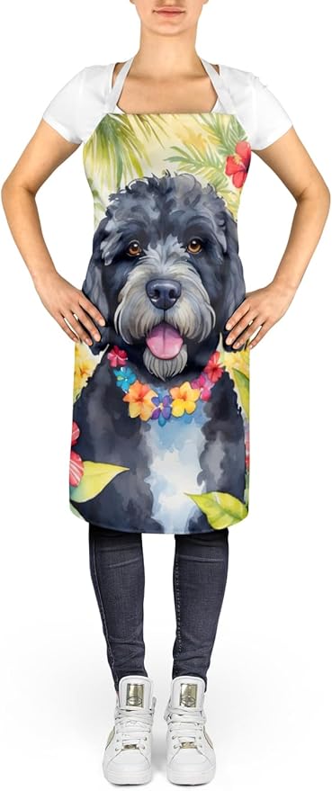 Caroline's Treasures Portuguese Water Dog Luau Apron Cooking Kitchen Server Baking Crafts Gardening for Adult Women Men, Unisex, Large, Multicolor