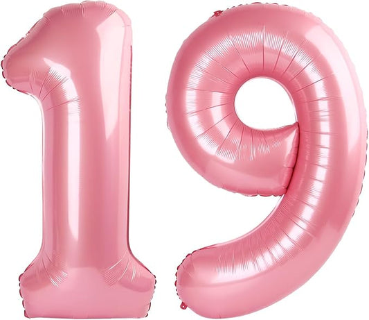 Number Balloons 19, Happy Birthday Decoration for 19th 91, Pink Balloon Numbers 40 Inch for Girls Boys Women Men Engagement, Bridal Shower Party