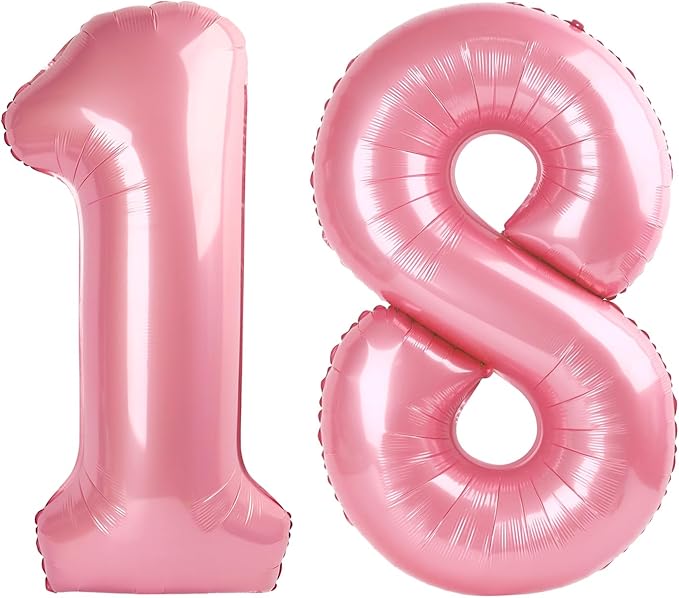 Number 18 Balloons 40 Inch, Pink Party Decorations Birthday For Women Men, Huge Number Balloons for 18 81 Wedding, Anniversaries, Celebration, Graduation