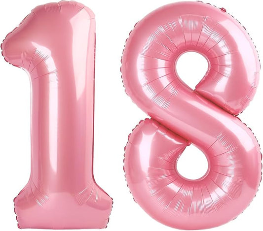 Number 18 Balloons 40 Inch, Pink Party Decorations Birthday For Women Men, Huge Number Balloons for 18 81 Wedding, Anniversaries, Celebration, Graduation