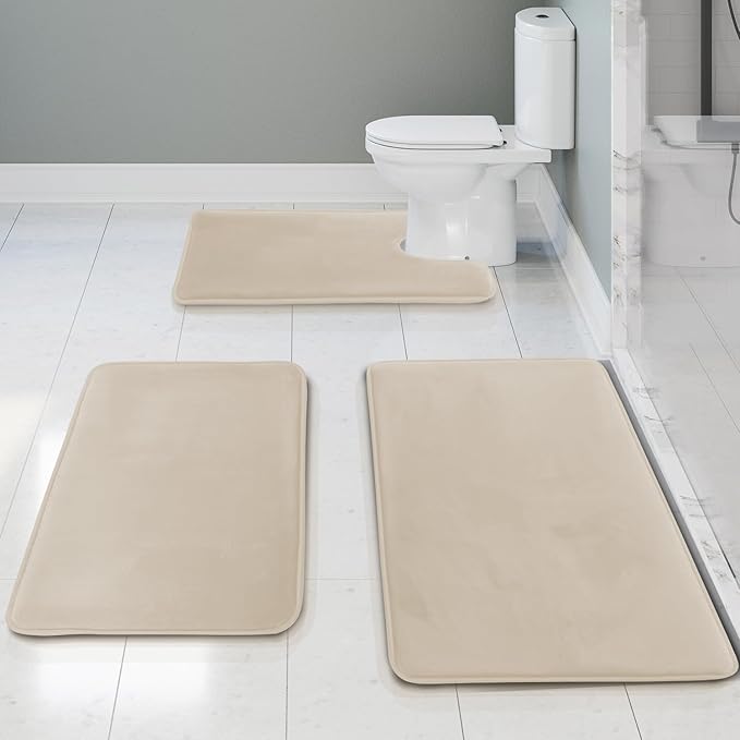 Clara Clark Bathroom Rugs, Velvet Memory Foam Bath Mat, Non-Slip Bath Rugs, Machine Wash, Dries Quickly, Ultra Soft Plush Bath Mats for Bathroom,